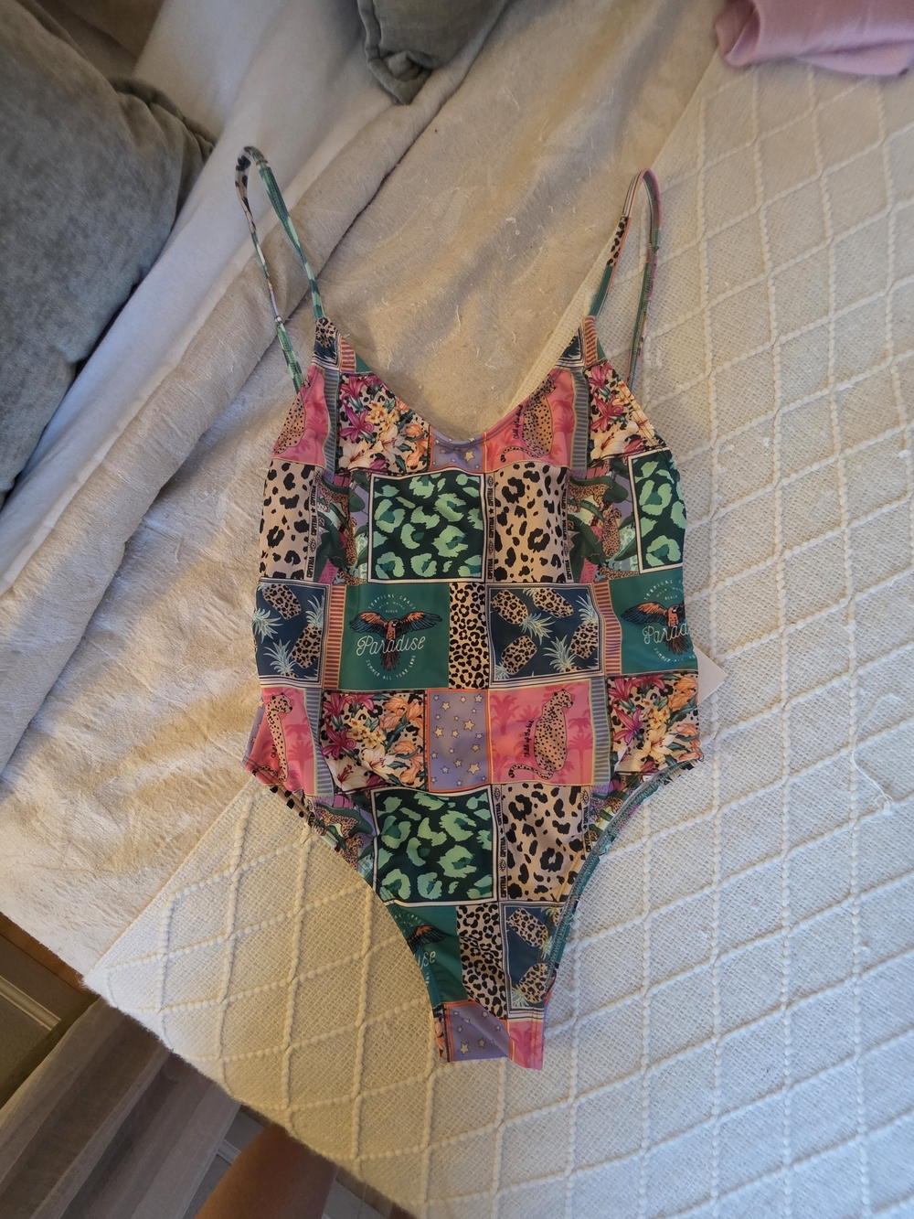 Colorful Patchwork Leopard Print One-Piece Swimsuit